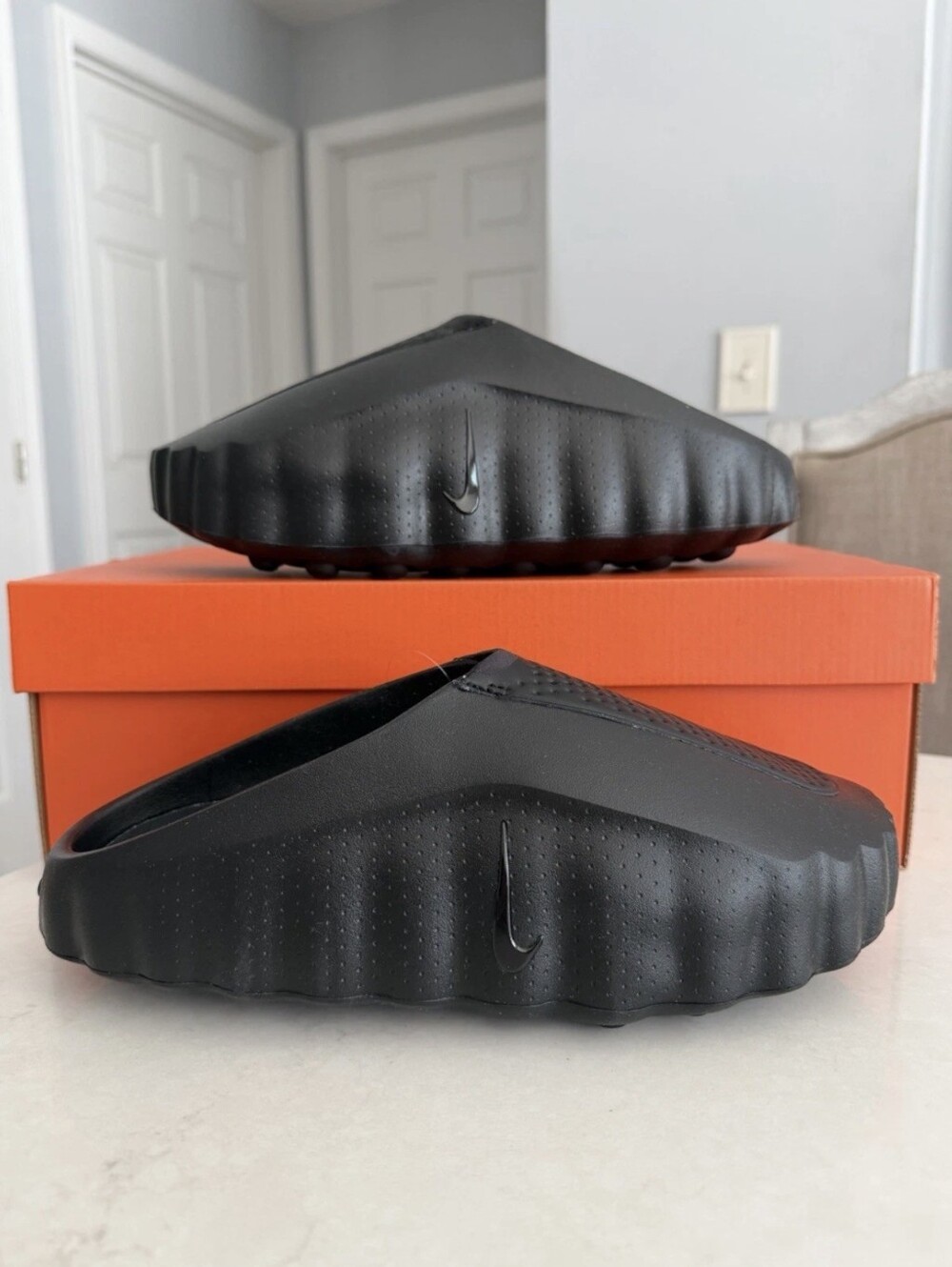 New Men's Nike Mind 001 Triple Black Recovery Slide Mule